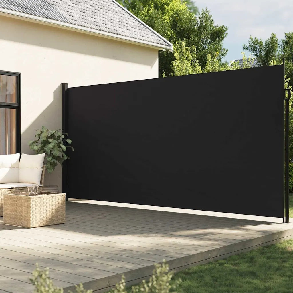 Tenda da Sole Laterale Retrattile-Tenda parasole per balcone per giardino Nera 200x600 cm 744042