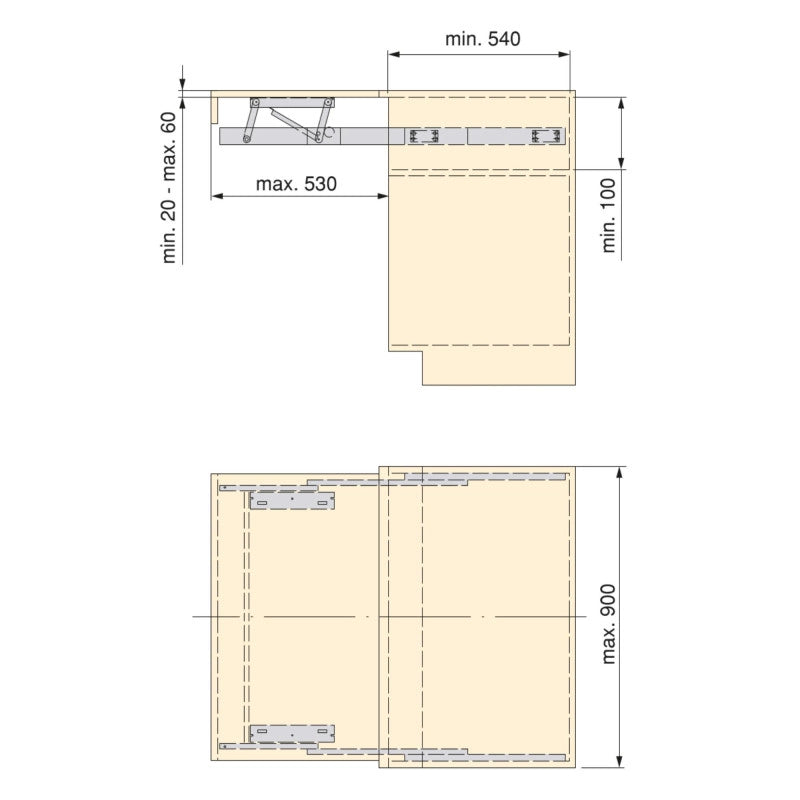 Guide per tavolo allungabile e sollevabile Oplà Folding+39, Alluminio, Champagne anodizzato