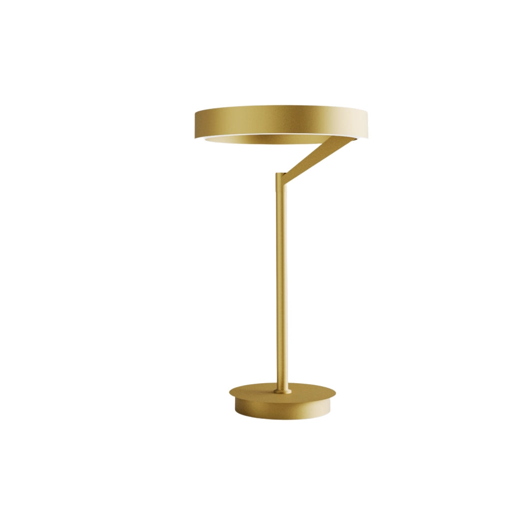 Lampada da tavolo Criseide L Oro Spazzolato - Lume LED 30W biemissione 1400lm 3000K dimmerabile push in alluminio - Gea Luce