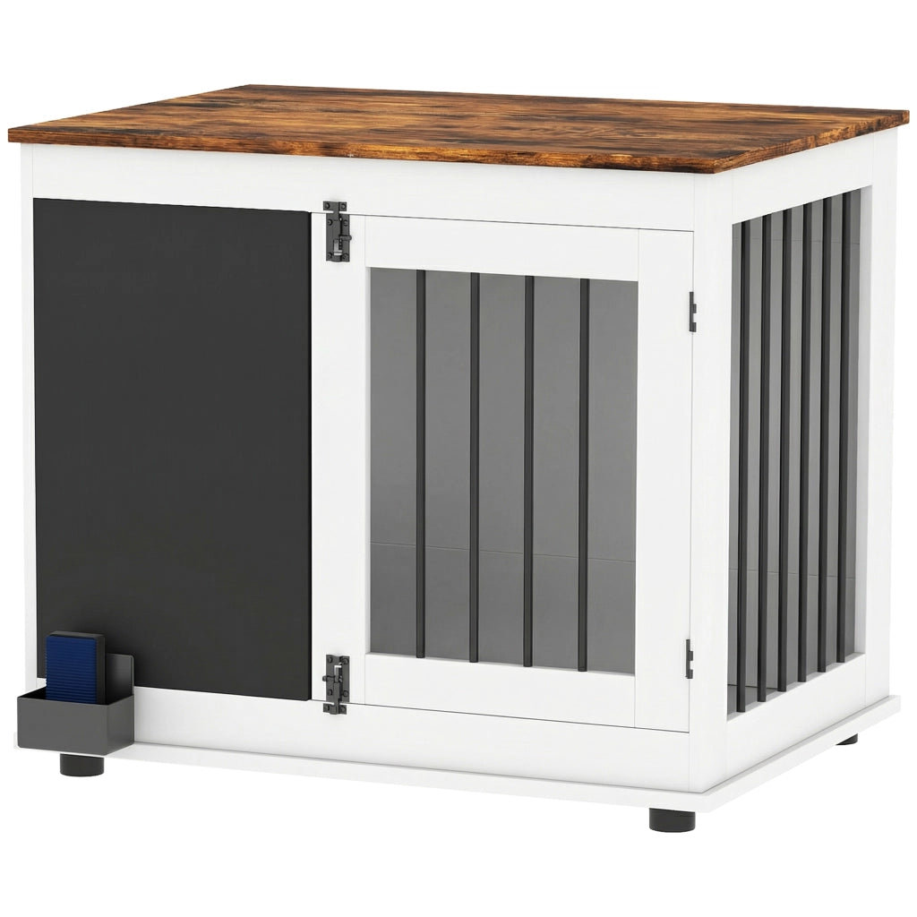 Gabbia per Cani Interna con 2 Porte e Lavagna ¨C zephmum ¨C Bianco 80x60x70 cm