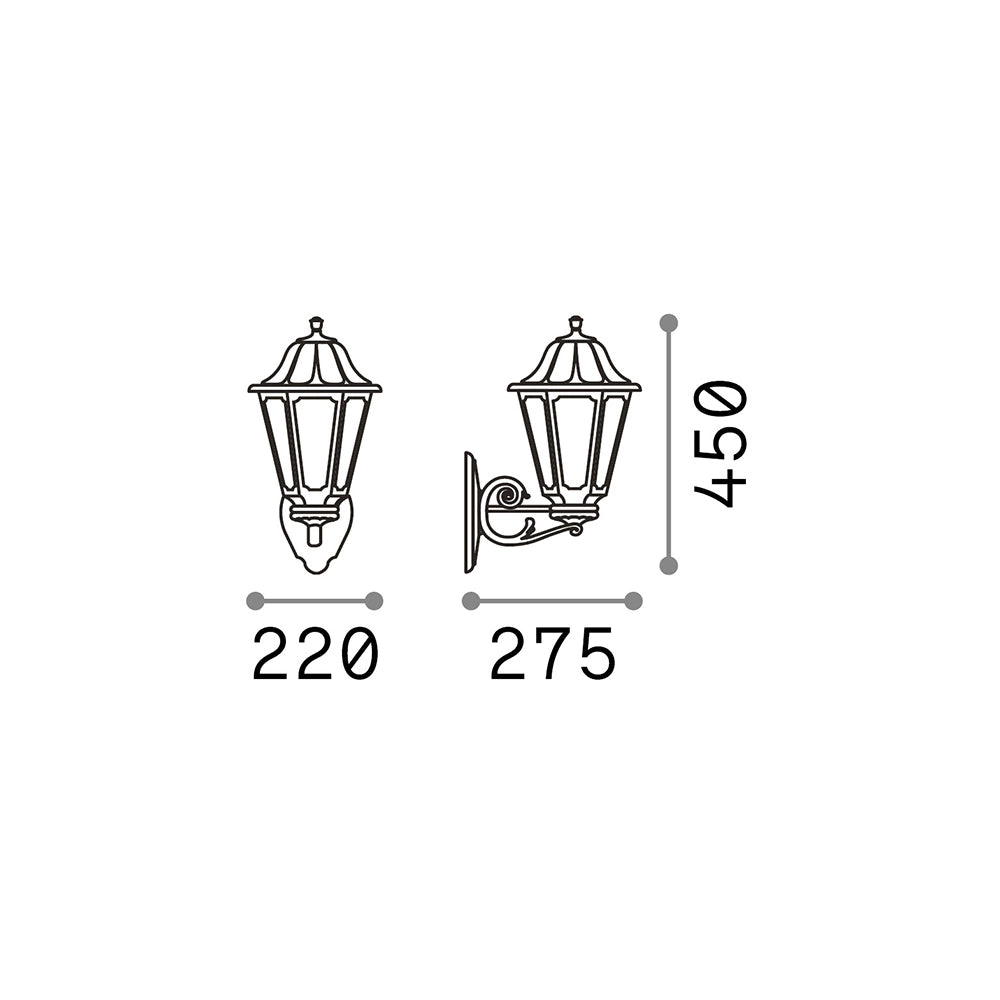 Applique Classica Dafne Materie Plastiche Nero 1 Luce E27 Big