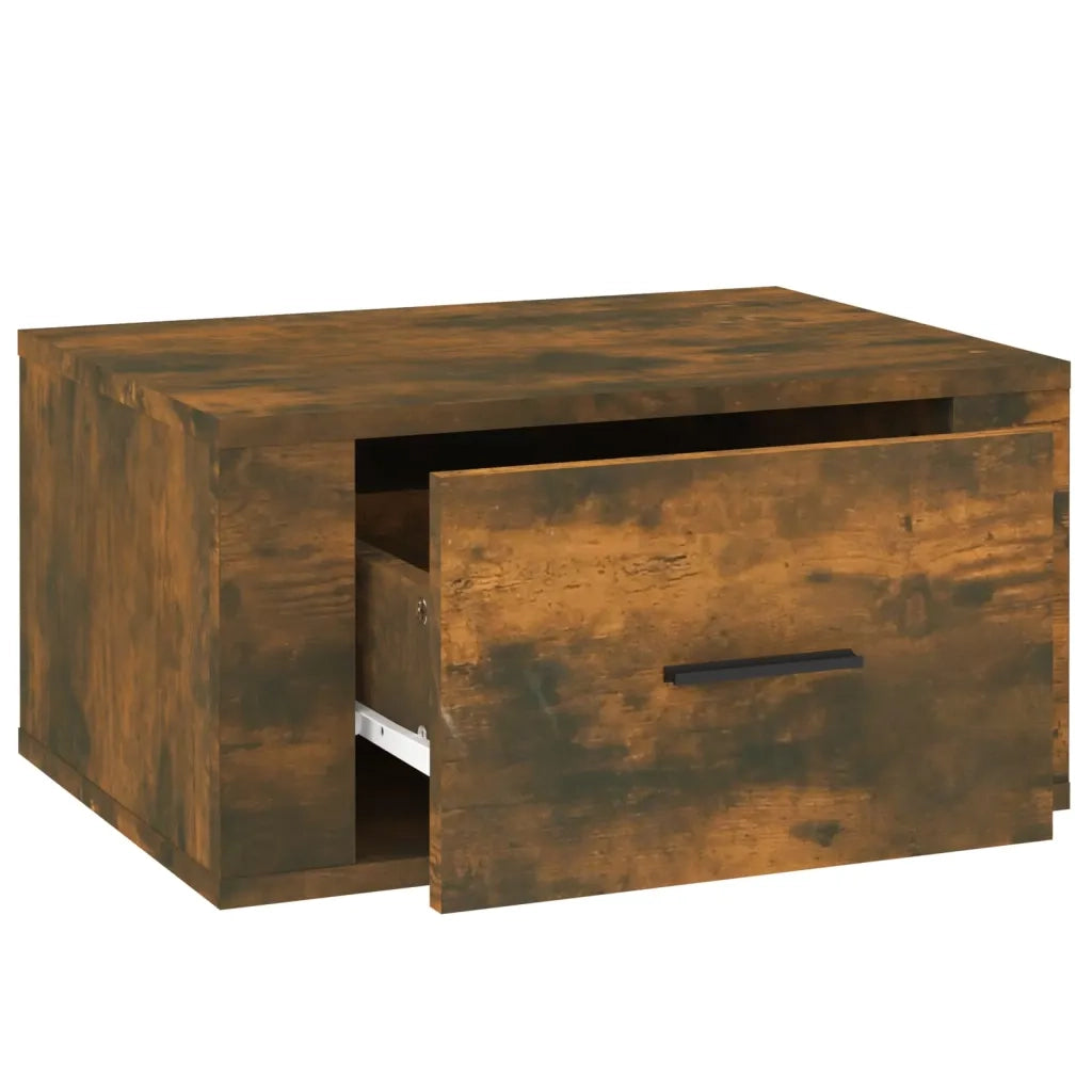 Comodino a Muro-Tavolino da notte sospeso Rovere Fumo 50x36x25 cm