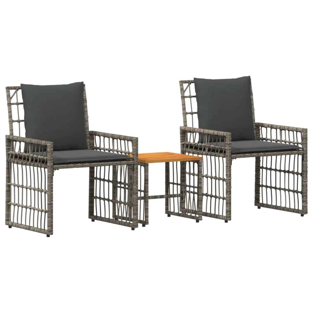 Set di Mobili da Esterno 3 pcs Nero e Grigio scuro
