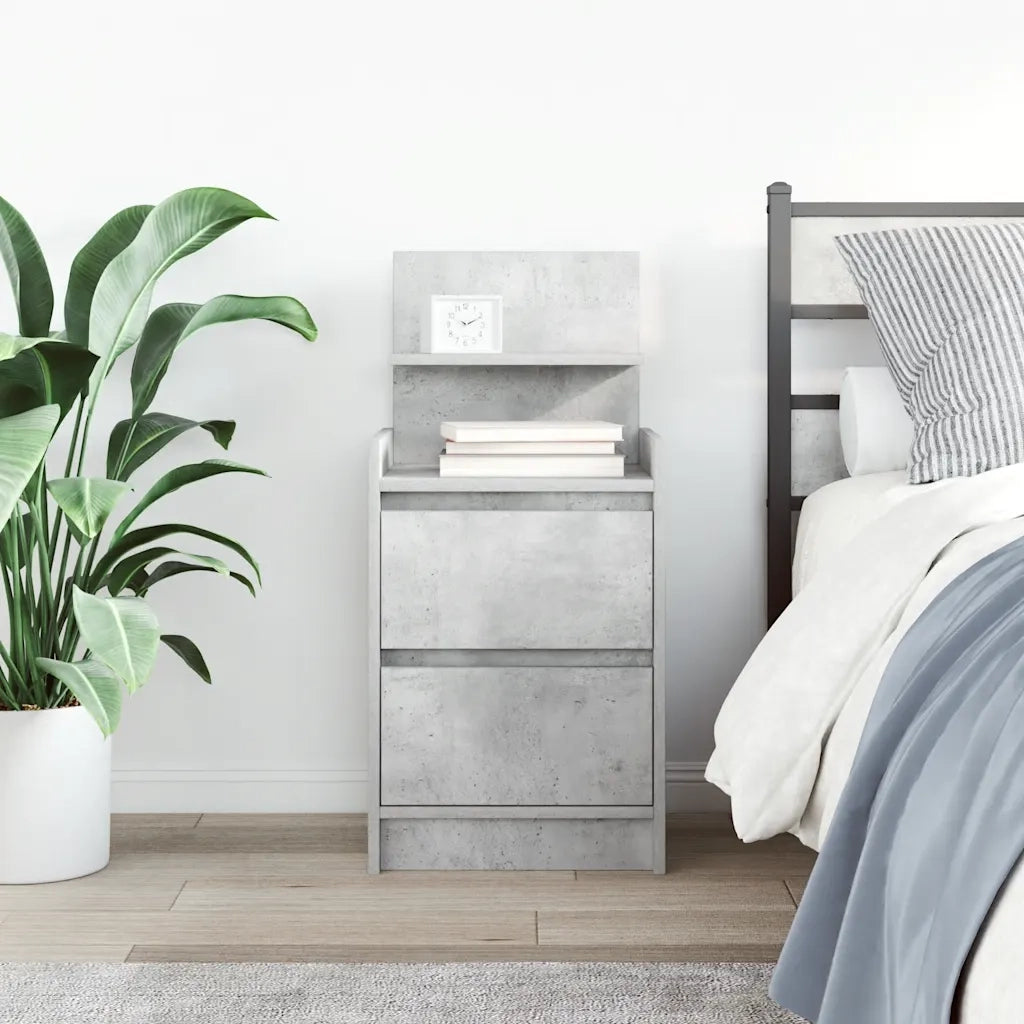 vidaXL Comodino con 2 Cassetti Grigio Cemento 38x34x80 cm