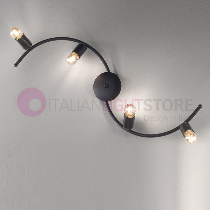 SNAKE Plafoniera a soffitto e parete 4 luci stile Industriale moderno