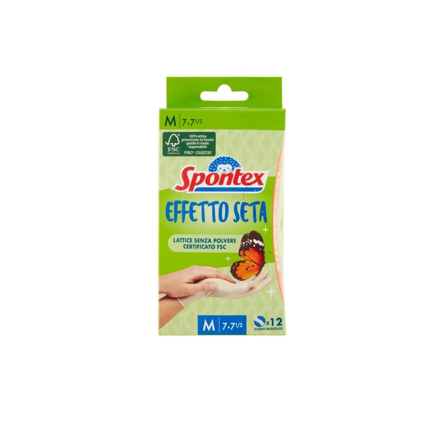 GUANTI EFFETTO SETA IN LATTICE NATURALE 100%  TAGLIA M 7/7,5