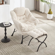 POLTRONA Relax con Pouf, 69,9x64x95 cm, Acciaio Bianco