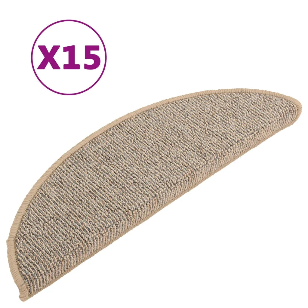 Tappetini per scale 15 pz 56x17x3 cm Marrone Semicircolari 149847
