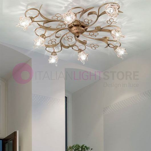 SOFIA Lampada a Soffitto Plafoniera 8 Luci Stile Classico Rustico