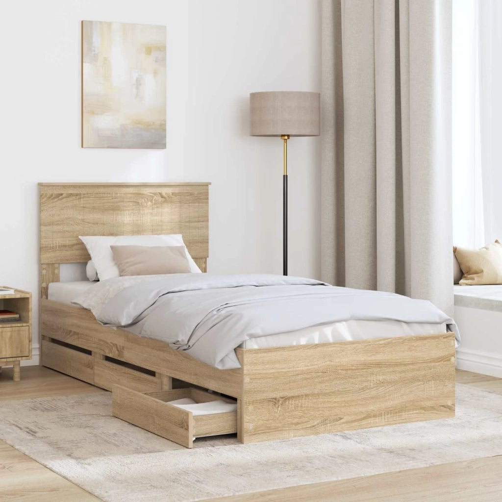 Struttura del letto con cassetto Rovere Sonoma 90 x 200 cm