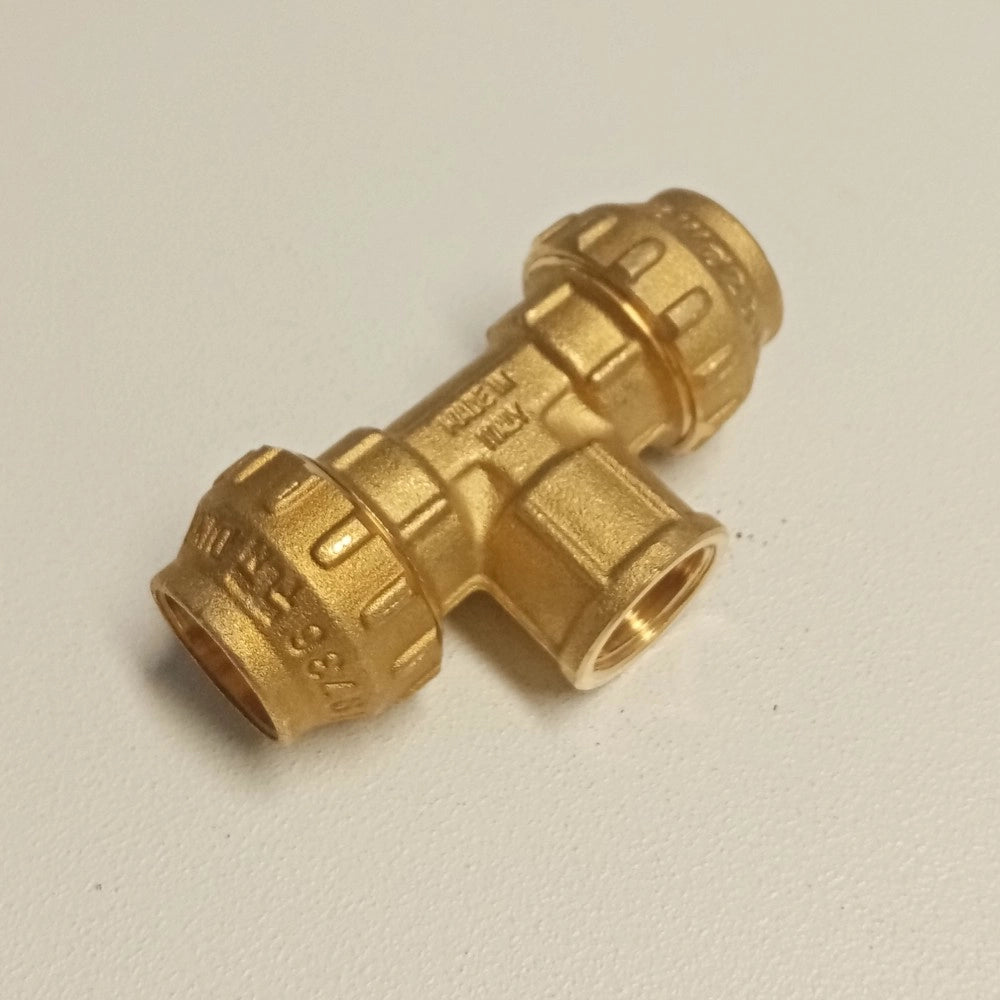 Raccordo f 25x3/4x25 tee t di giunzione in ottone tenuta o-ring ed ogiva in ottone