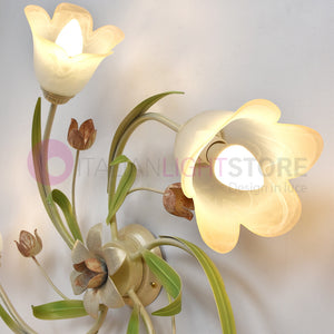 FLORA Plafoniera a 5 Luci in Ferro Decorato Stile Floreale