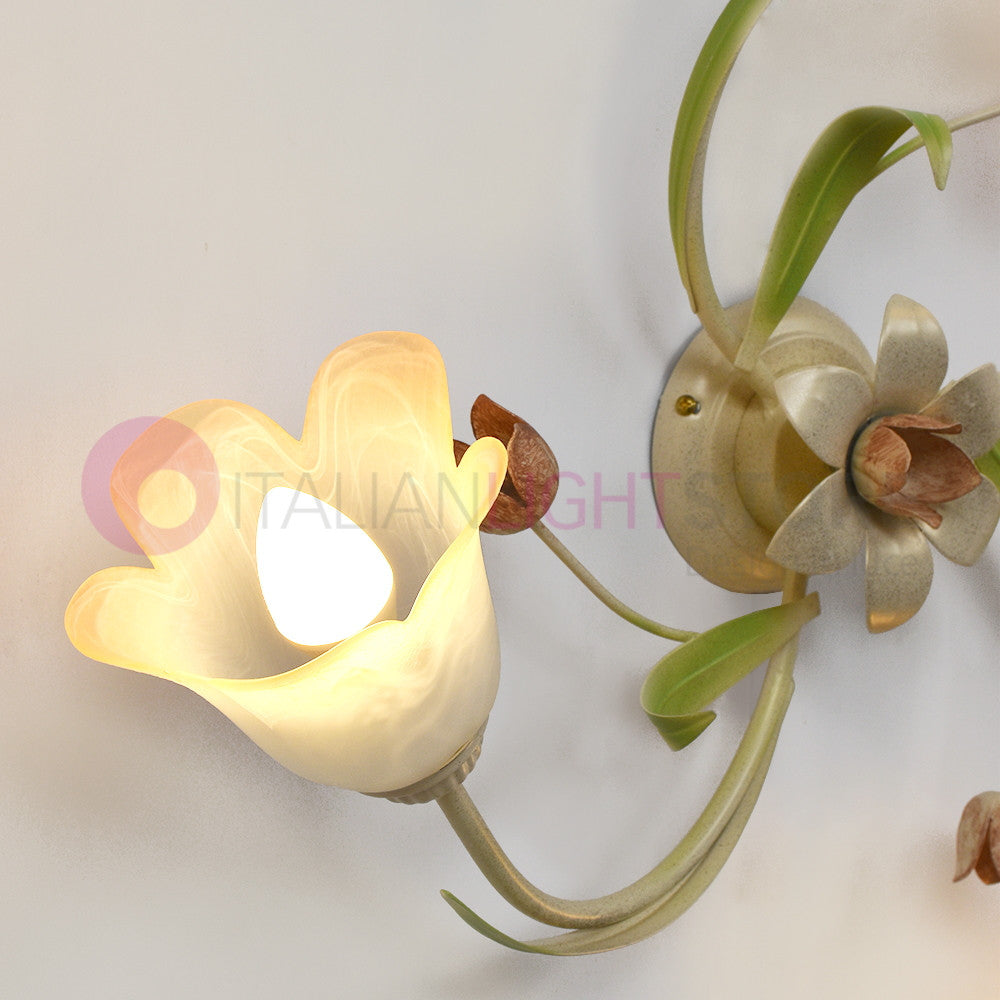 FLORA Plafoniera a 3 Luci in Ferro Decorato Stile Floreale