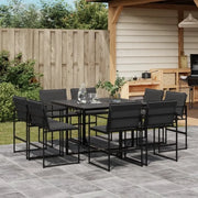 vidaXL Set da Pranzo da Giardino 9 pz con Cuscini Nero in Textilene