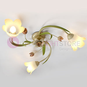 FLORA Plafoniera a 3 Luci in Ferro Decorato Stile Floreale