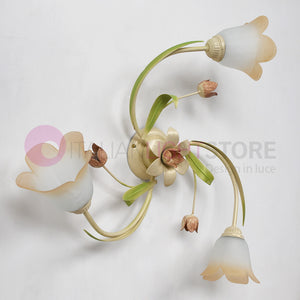 FLORA Plafoniera a 3 Luci in Ferro Decorato Stile Floreale