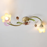 FLORA Plafoniera a 2 Luci in Ferro Decorato Stile Floreale