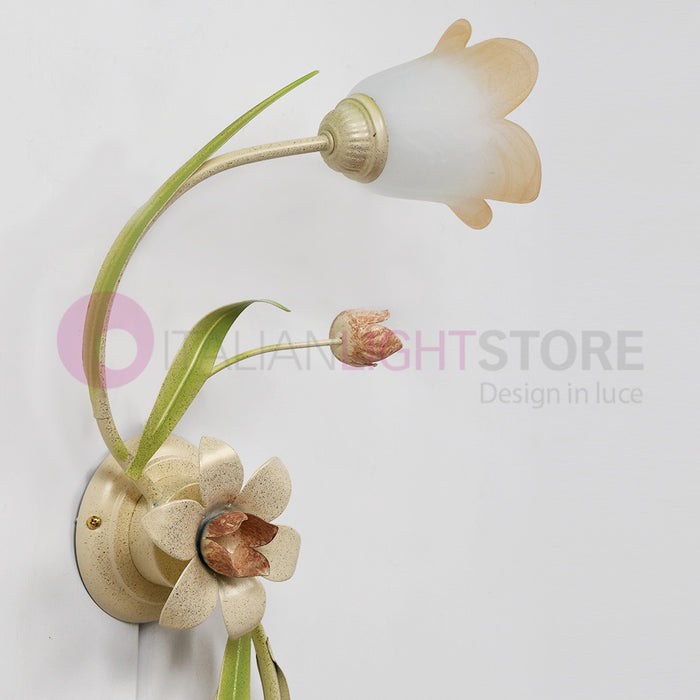 FLORA Plafoniera a 2 Luci in Ferro Decorato Stile Floreale