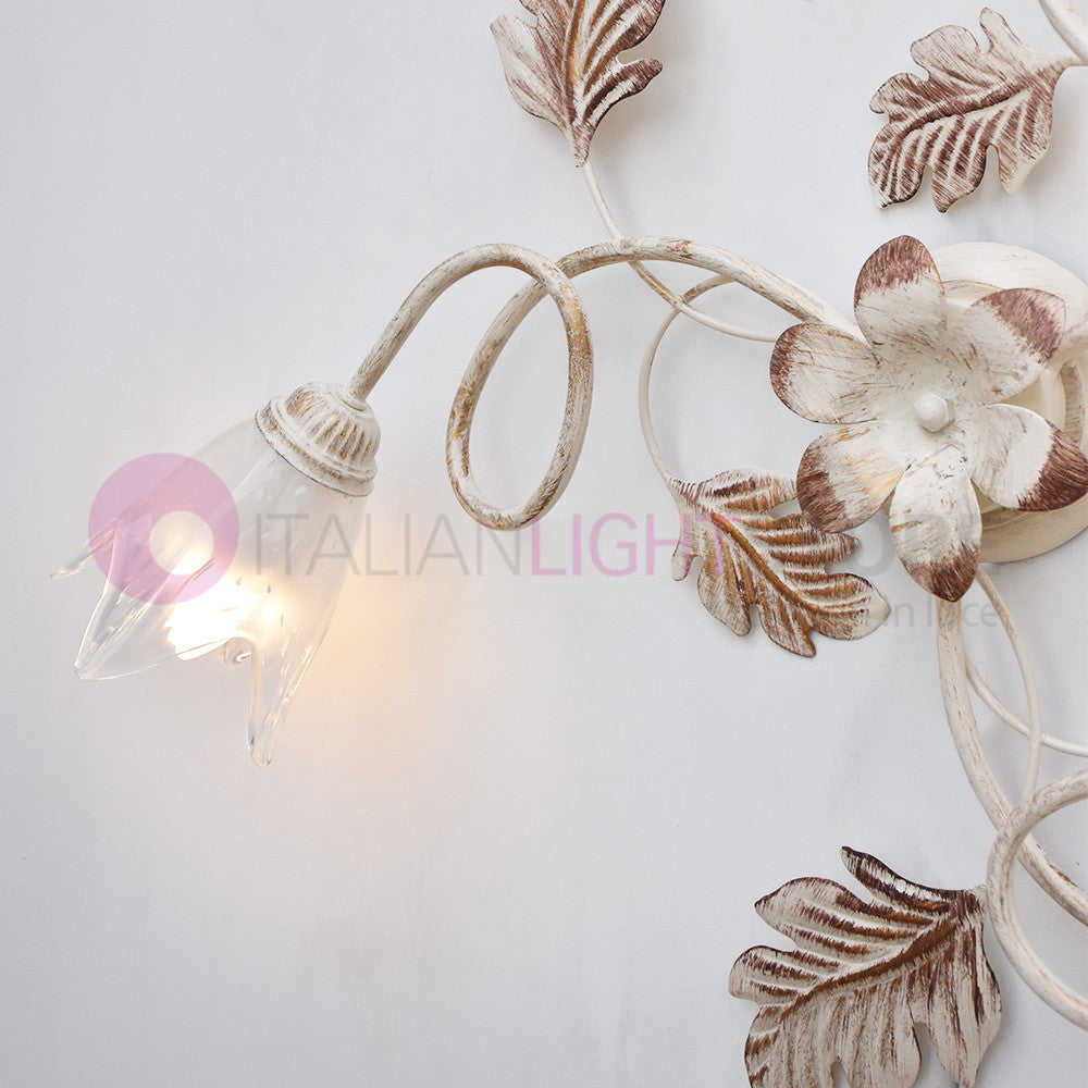 SYBILLA Plafoniera a 3 Luci in Ferro Stile Rustico Floreale