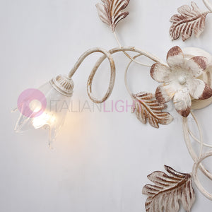 SYBILLA Plafoniera a 3 Luci in Ferro Stile Rustico Floreale