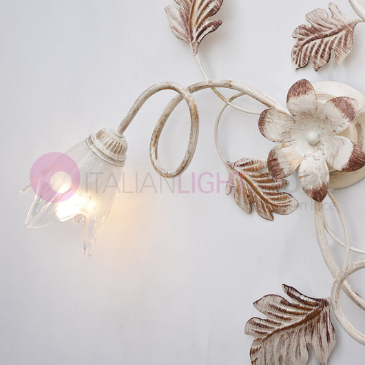 SYBILLA Plafoniera a 3 Luci in Ferro Stile Rustico Floreale