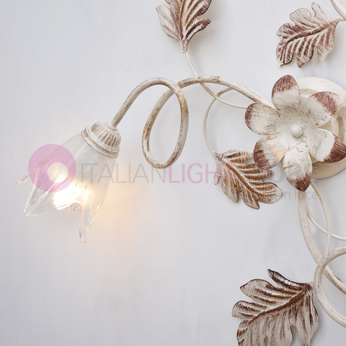 SYBILLA Plafoniera a 3 Luci in Ferro Stile Rustico Floreale