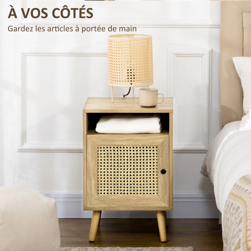 Comodino con cassetto e ripiano design vintage ¨C zephmum ¨C naturale 39x35x60 cm