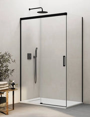 Box doccia THALASSA (BASIC) 1+1 con lato fisso laterale 110x120 cm Nero vetro trasparente
