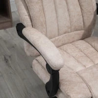 Sedia da Ufficio Girevole con Funzione Reclinabile, Poggiapiedi, Sedile Regolabile in Altezza, Sedia da Scrivania, Microfibra, Plastica, Metallo, Nylon, 63 x 71 x 110-118 cm, Beige