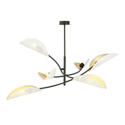 Sospensione Nordica 6 Luci Ares In Acciaio Nero Bianco E Oro Bracci Regolabili