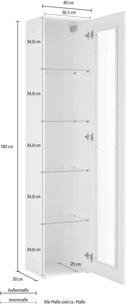 Mobile Vetrina MARUSKA L 40 x H 180 x P 30 cm bianco lucido