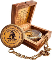 Kompas personalizzato 5 cm - Padre e figlio regalo - Compleanno battesimo comunione regalo - Leone antico.