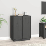 Credenza-Buffet-Armadio da cucina Grigia 60x35x80 cm in Legno Massello di Pino