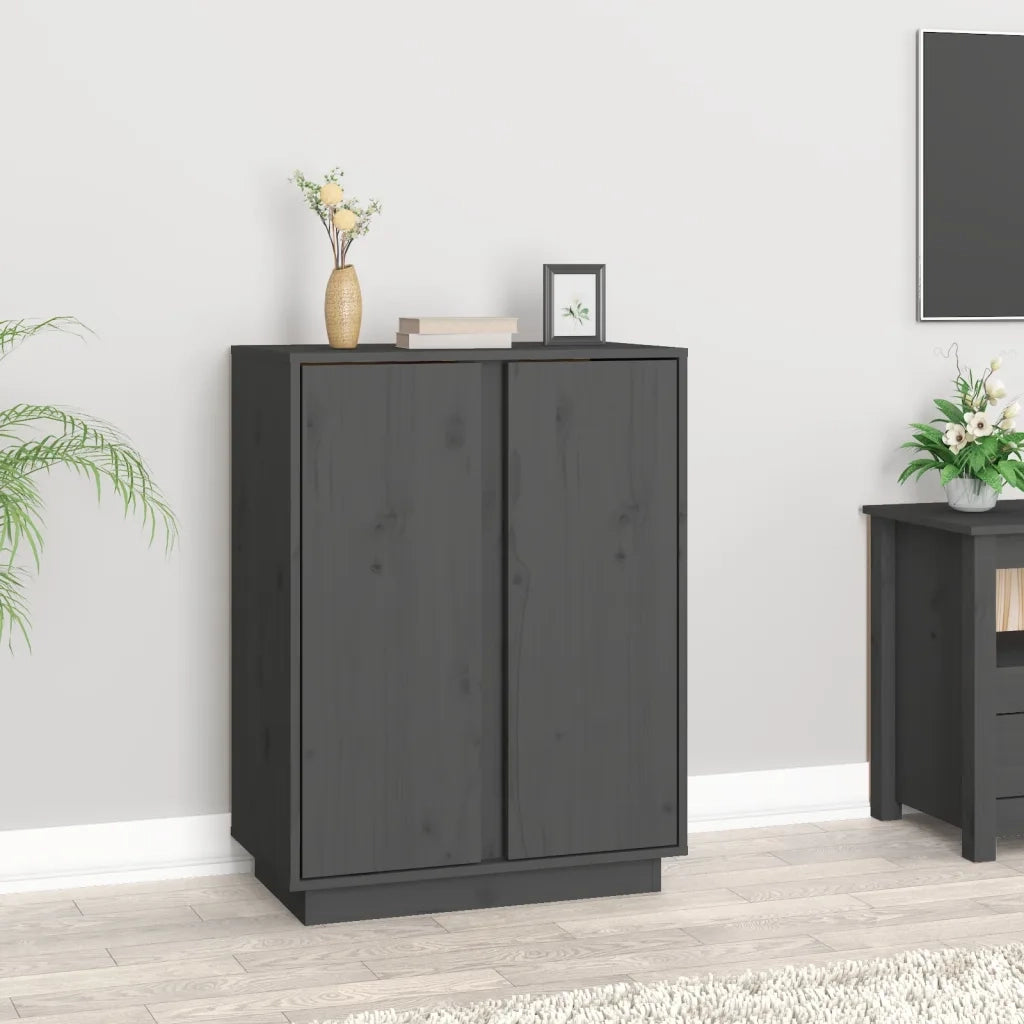 Credenza-Buffet-Armadio da cucina Grigia 60x35x80 cm in Legno Massello di Pino