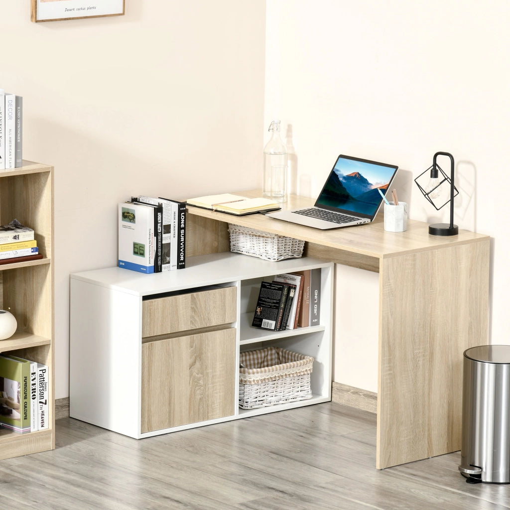 Scrivania Angolare per Computer ¨C Zephmum ¨C Legno Rovere Bianco 90x50x