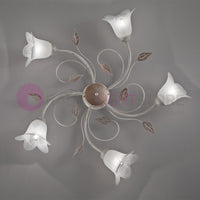 PIENZA Plafoniera in Ferro Rustico a 5 Luci Stile Floreale