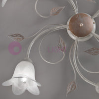 PIENZA Plafoniera in Ferro Rustico a 5 Luci Stile Floreale