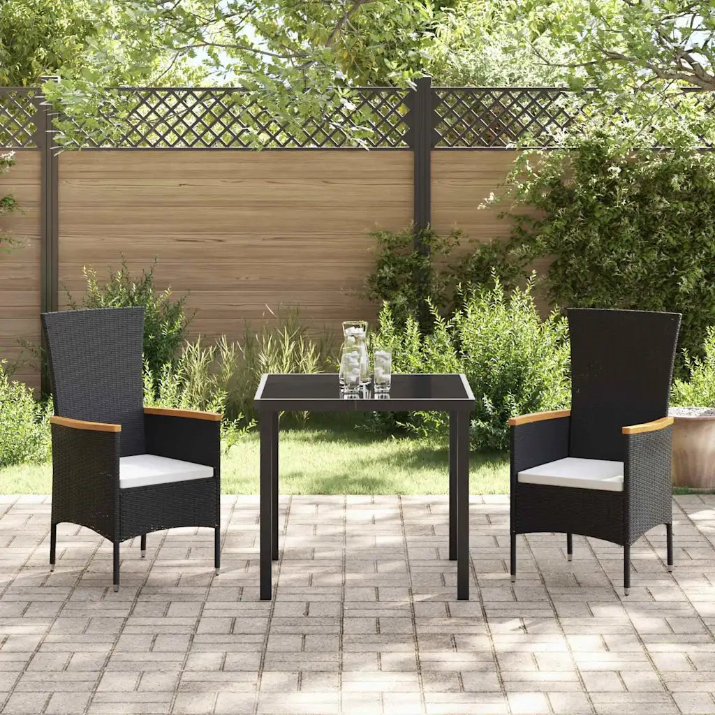 Set da Pranzo per Giardino con cuscino 3 pcs Nero 3379422