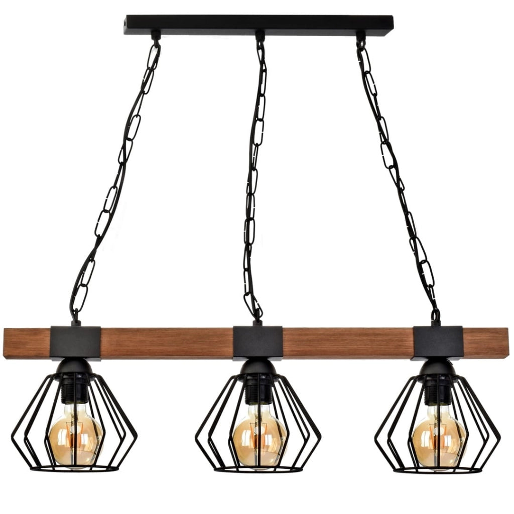 Lampadario ULF Milagro 3 luci E27 metallo/legno nero