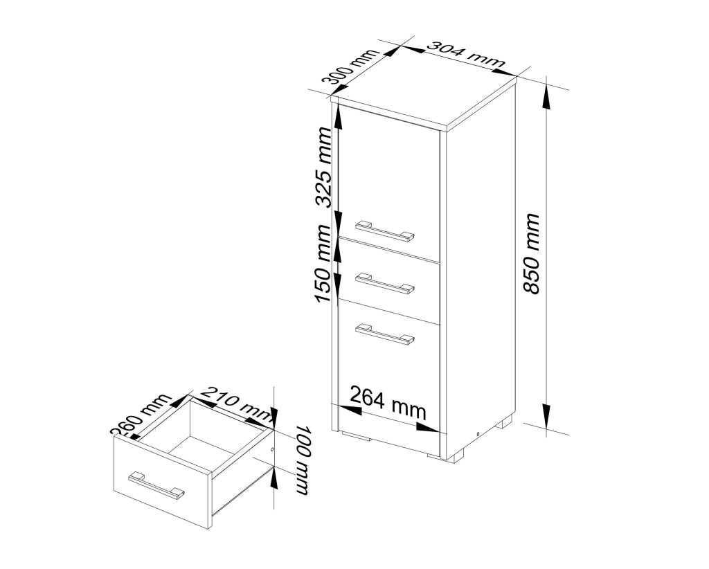 Mobile bagno AKORD FIN Quercia Artisan 30 cm 2 ante 1 cassetto 30x30x85 cm