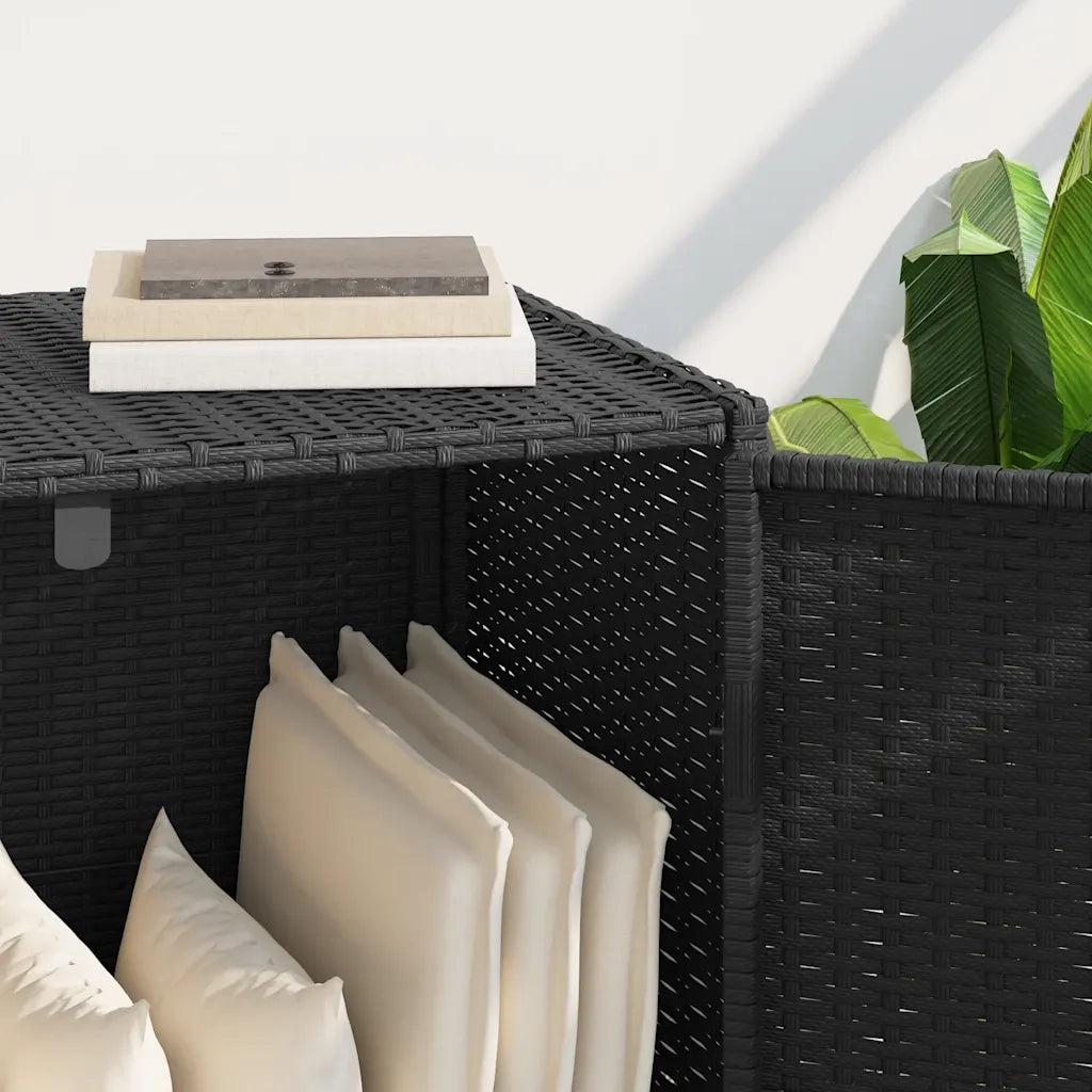 Armadietto Portaoggetti da Giardino Nero 83x45x76 cm Polyrattan 365543