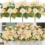 Nepp fiori - Rose artificiali - Per matrimoni - Fiori di plastica bianchi - Fiori singoli - Per interni e esterni - 4 rami
