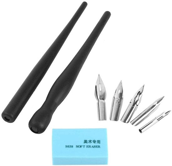 Ottimizzatore per pennarelli con 2 contenitori - 5 punte - Materiale ecologico in plastica - Strumento per la scrittura - Strumento per il disegno creativo - Gomma in gomma morbida - Pennarelli per disegno