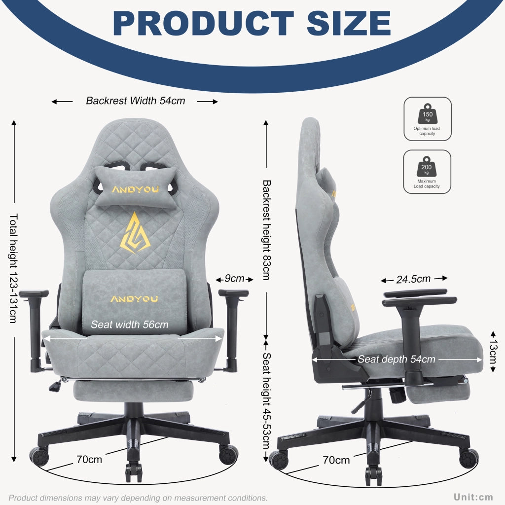 Poltrona da gaming ergonomica in similpelle ¨C Minimal ¨C Grigio