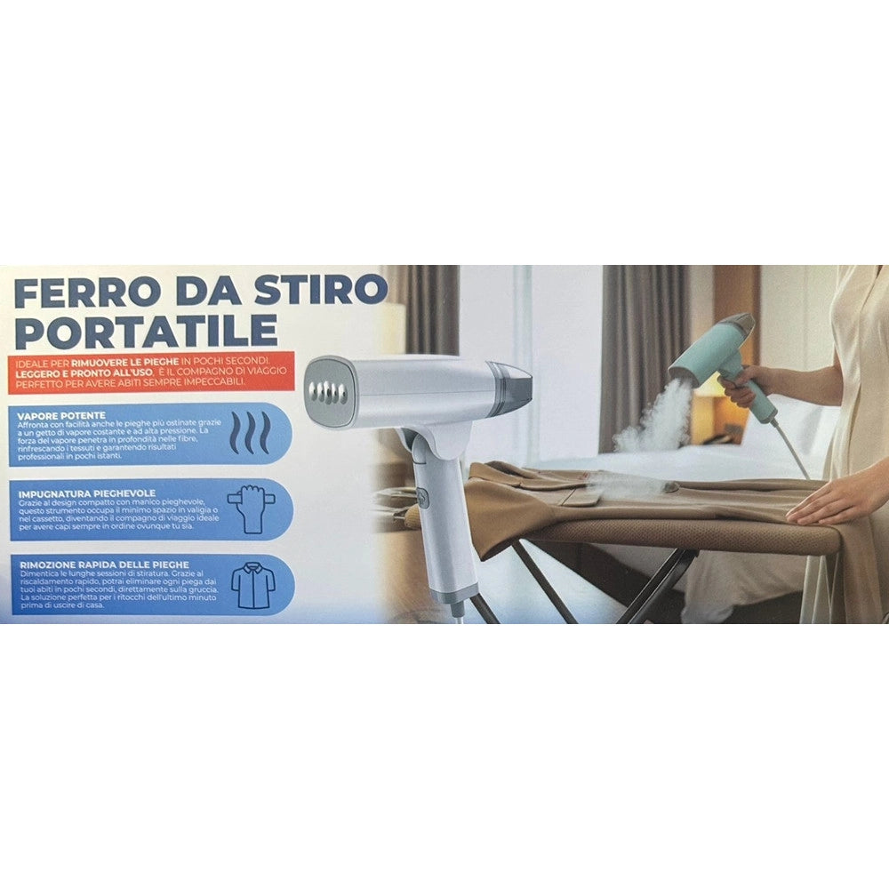Trade Shop - Ferro Da Stiro Pieghevole Portatile Verticale A Vapore Potente Rimozione Rapida Pieghe -
