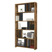 Libreria Scapolita, Scaffale da ufficio, Mobile portalibri, Biblioteca, 90x20h180 cm, Noce e Antracite
