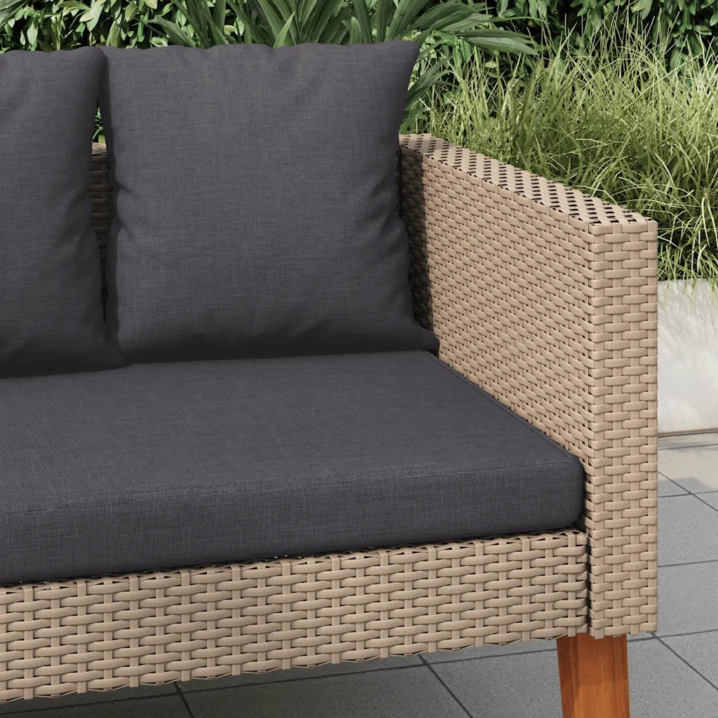 Divano da Giardino a 2 Posti con Cuscini in Polyrattan Beige