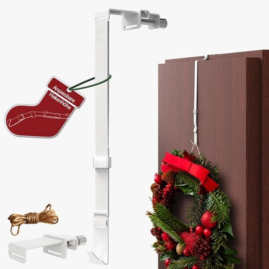 Hanger per porta d'ingresso - acciaio inossidabile - interno ed esterno - decorazione stabile per porta d'ingresso - gancio decorativo regolabile - Natale - Pasqua - Ognissanti - resistente a graffi