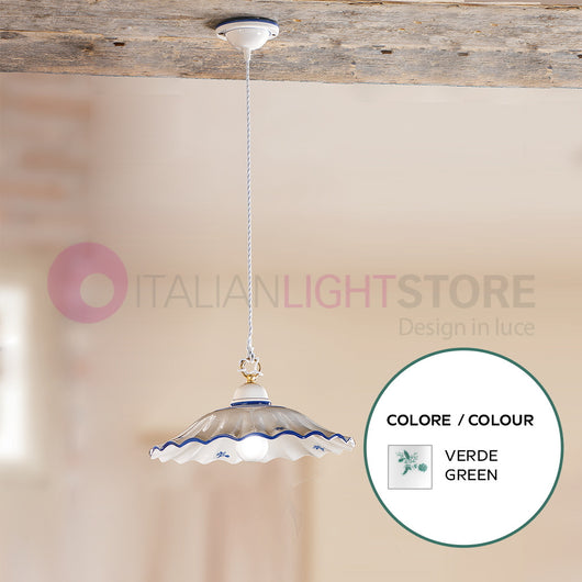 ALTOPASCIO Sospensione in Ceramica D.38 Rustica Country COLORE DECORI: VERDE