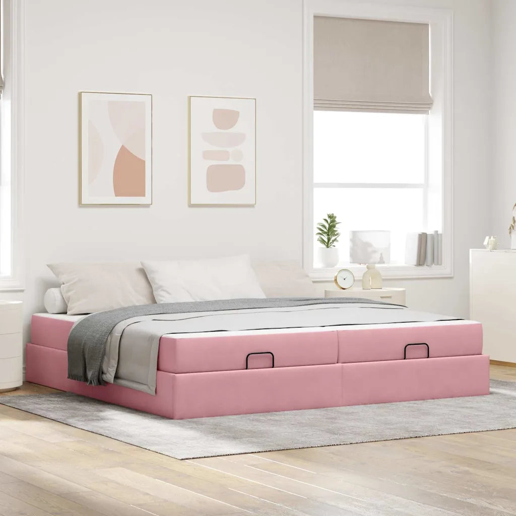 Struttura letto con materasso con materasso 2 pcs Rosa Velluto 3399587